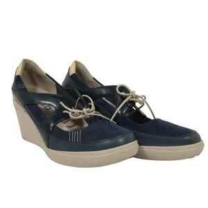 Tsubo Blue And White Wedge Sneakers 8372-INF Womens US 9.5 UK 8 EU‎ 40.5 F8913K